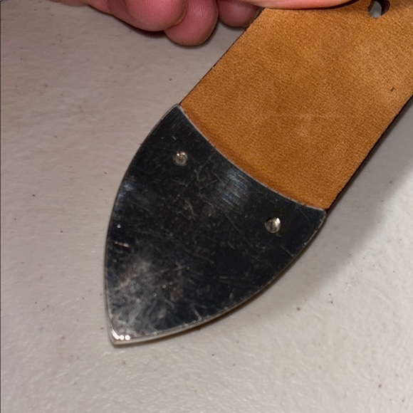 Ariat Silver and Tan Western Belt with Ornate Buckle - Picture 8 of 11